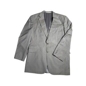 Burberry London Kensington Gray Pinstripe 100% Wool Blazer Jacket‎ Men's 42L